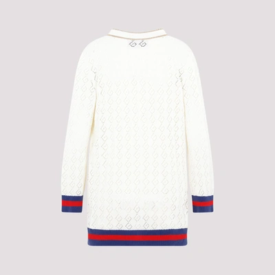 Shop Gucci Cotton Cardigan Sweater In Nude &amp; Neutrals