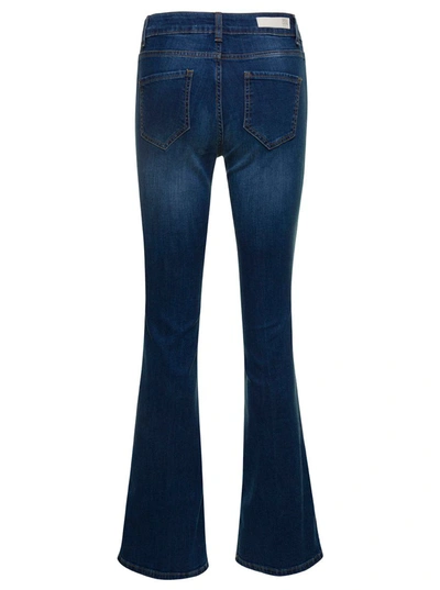 Shop Douuod Blue Medium Ride Flared Jeans In Stretch Cotton Denim Woman