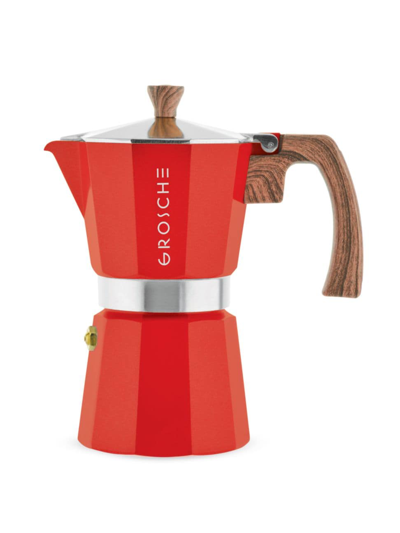 Shop Grosche Milano Stone Stovetop Espresso Maker, Moka Pot, 6 Espresso Shots In Red