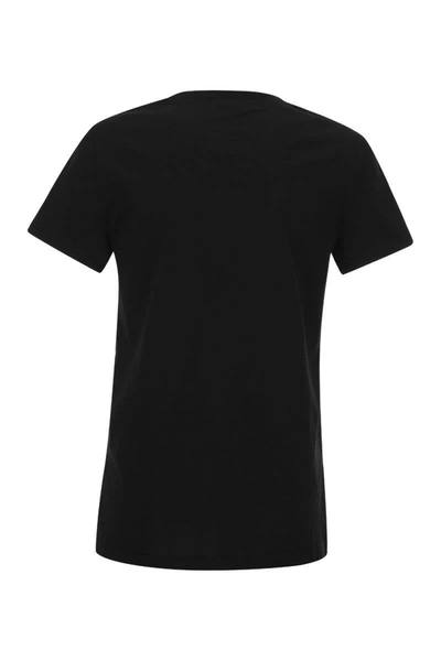 Shop Max Mara Agro - Cotton T-shirt With Embroidery In Black