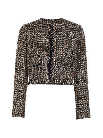 Shop Jason Wu Collection Women's Tinsel Tweed Crop Jacket In Black Chalk Gold
