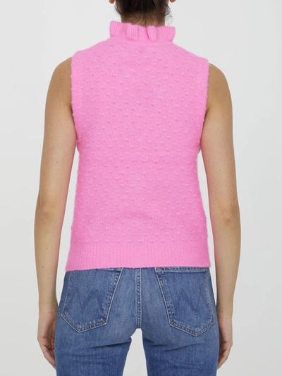 Shop Ganni Pink Wool Top