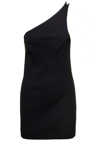 Shop Gauge81 'colorado' One Shoulder Mini Black Dress In Viscose Blend Woman