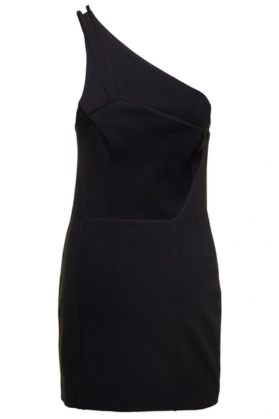 Shop Gauge81 'colorado' One Shoulder Mini Black Dress In Viscose Blend Woman