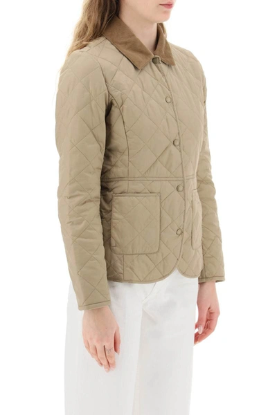 Shop Barbour Deveron Polarquilt Jacket In Beige