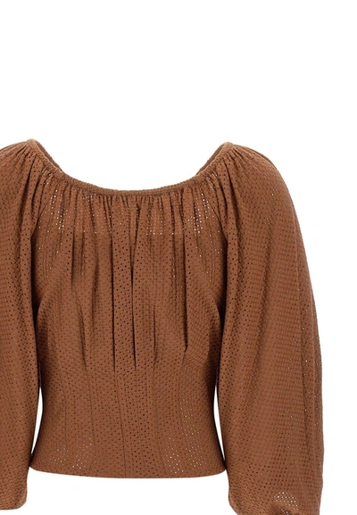 Shop Federica Tosi Cotton Blouse In Brown