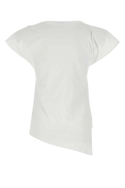 Isabel Marant Sebani Asymmetric Raw Edge Cap Sleeve Cotton Blouse In White