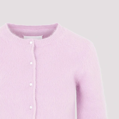 Shop Maison Margiela Angora Cardigan Sweater In Pink &amp; Purple