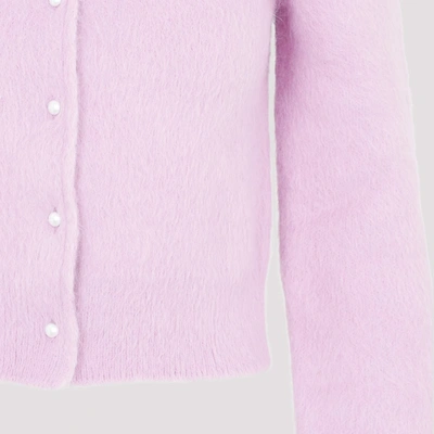 Shop Maison Margiela Angora Cardigan Sweater In Pink &amp; Purple