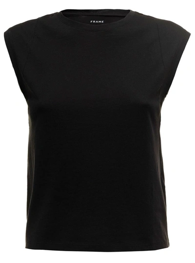 Shop Frame Woman's Le High Muscle Black Cotton T-shirt