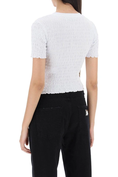 Msgm Logo-embroidered Cotton T-shirt In White