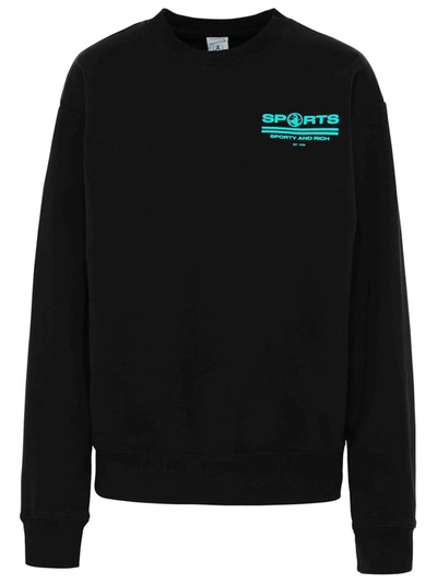 Shop Sporty And Rich Sporty & Rich Cotton Sport Sweatshirt In Black