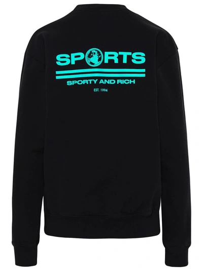 Shop Sporty And Rich Sporty & Rich Cotton Sport Sweatshirt In Black