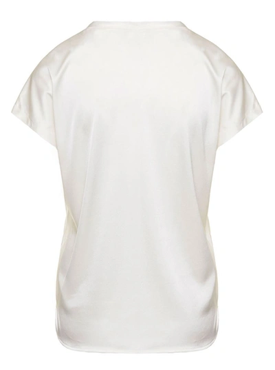 Shop Pinko 'farida' White Short Sleeves T-shirt In Stretch Silk Woman