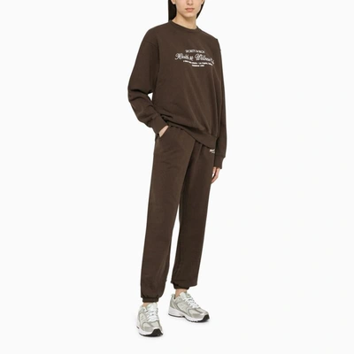 Shop Sporty And Rich Sporty & Rich Chocolate Jogging Pants With Logo In Brown