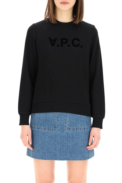 Shop Apc A.p.c. V.p.c. Flock Logo Sweatshirt In Black