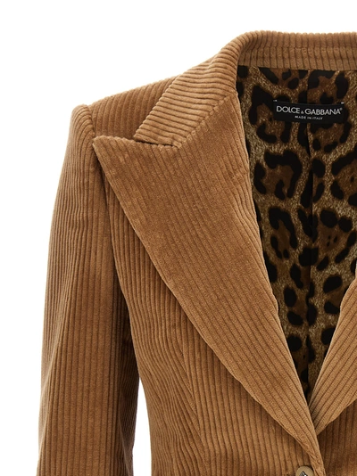 Shop Dolce & Gabbana Corduroy Blazer Jackets Beige