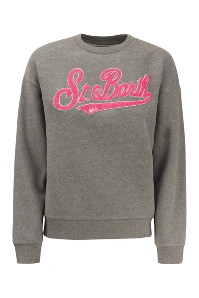 Shop Mc2 Saint Barth Crew-neck Sweatshirt With Embroidery In Grey