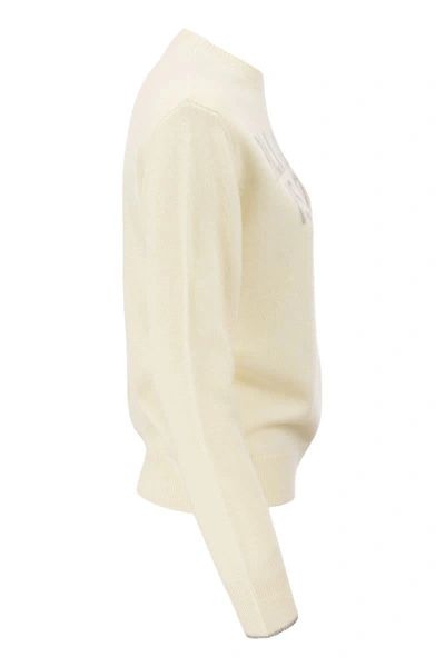 Shop Mc2 Saint Barth Wool-blend Jumper With Embroidery In White