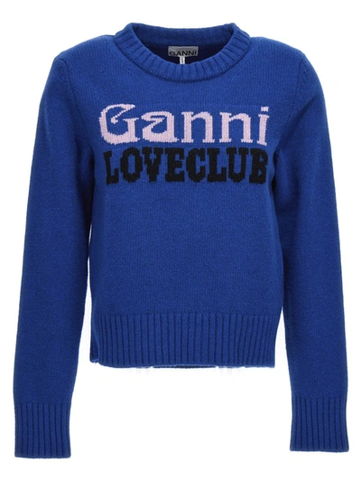 Shop Ganni ' Loveglione' Sweater In Blue