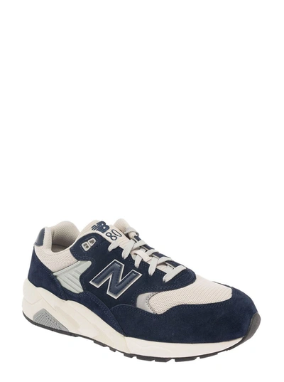 Shop New Balance Blue And White Low-top Sneakers With Suede Inserts And Logo Patch In Leather Man