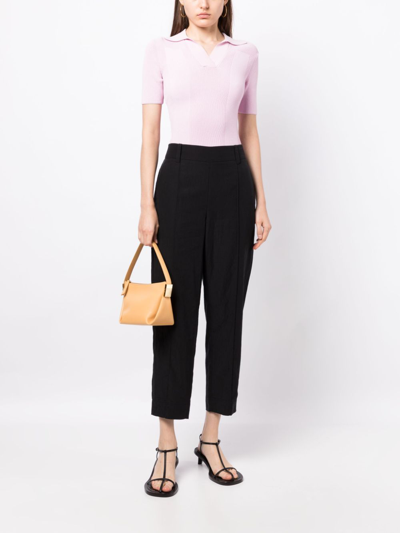 Shop Vince Pleated Cropped Trousers In Black