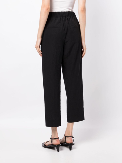 Shop Vince Pleated Cropped Trousers In Black