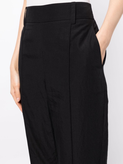 Shop Vince Pleated Cropped Trousers In Black