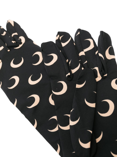 Shop Marine Serre Crescent-moon Print Gloves In Black