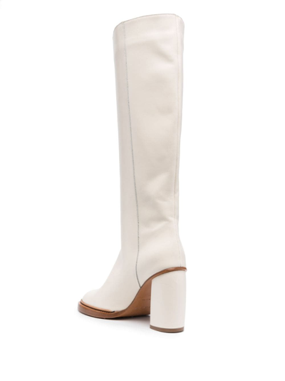 Shop Forte Forte 85mm Knee-high Leather Boots In Neutrals