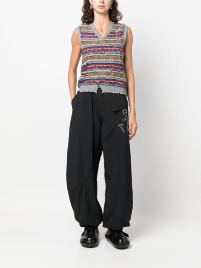 Shop Jw Anderson Logo-embroidered Wide-leg Trousers In Black