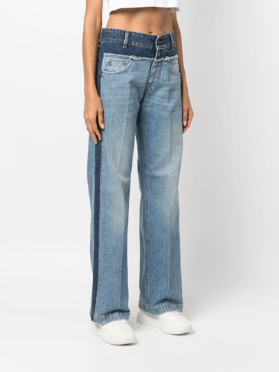 Shop Stella Mccartney Panelled Straight-leg Jeans In Blue
