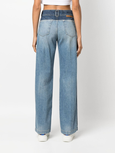 Shop Stella Mccartney Panelled Straight-leg Jeans In Blue