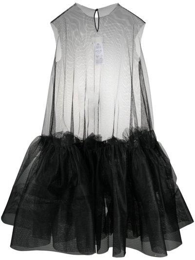 Shop Maison Margiela Flounced Tulle Minidress In Black