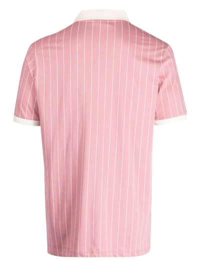 Shop Fila Logo-patch Pinstripe Polo Shirt In Pink