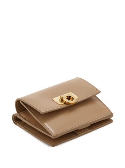 Ferragamo Gancini Compact Wallet In Neutrals