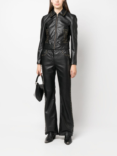 Moschino Stud-detail Mid-rise Trousers In Black