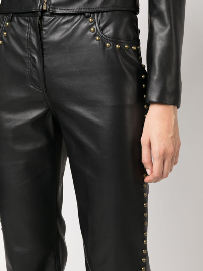 Moschino Stud-detail Mid-rise Trousers In Black