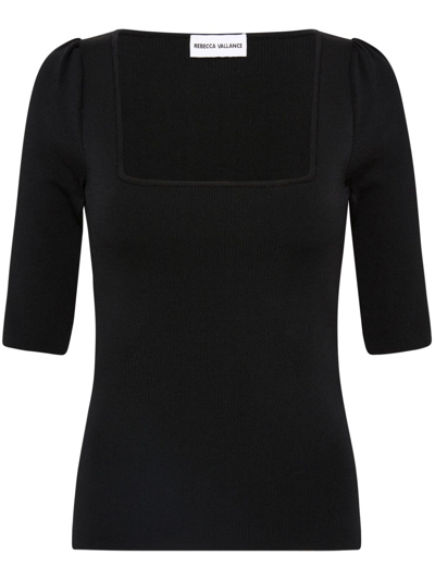 Shop Rebecca Vallance Gaia Square-neck Knitted Top In Black