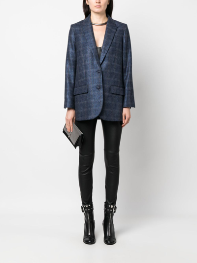 Shop Zadig & Voltaire Check-pattern Wool Blazer In Blue