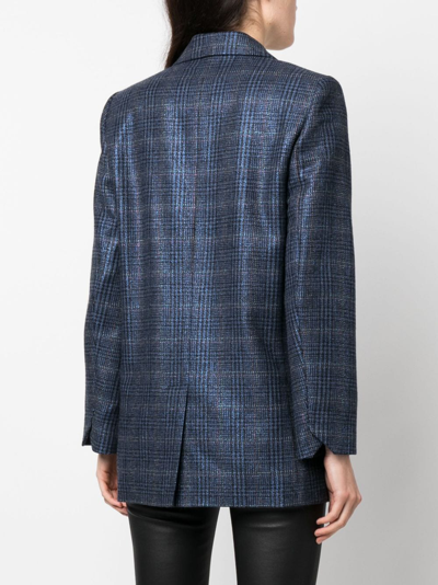 Shop Zadig & Voltaire Check-pattern Wool Blazer In Blue