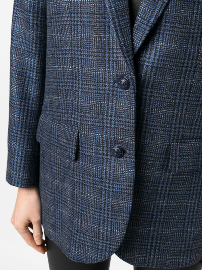 Shop Zadig & Voltaire Check-pattern Wool Blazer In Blue