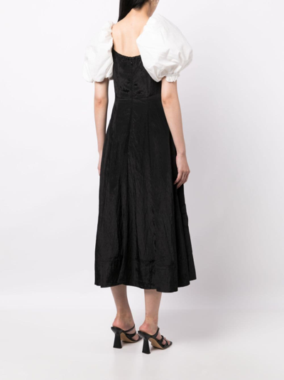 Shop Rejina Pyo Oksana Puff-sleeve Midi Dress In Black