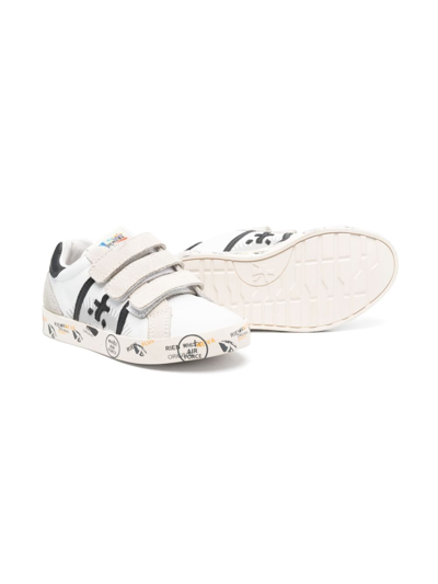 Shop Premiata Andy Touch-strap Leather Sneakers In White