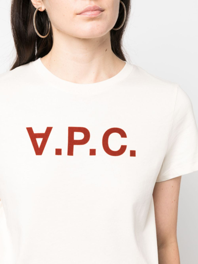 Shop Apc Logo-print Cotton T-shirt In Neutrals