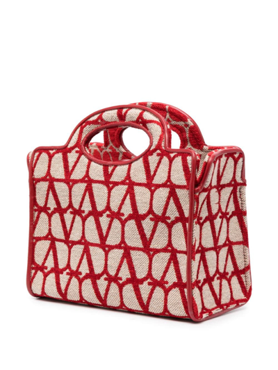 Shop Valentino Mini Le Troisième Jacquard Tote Bag In Red