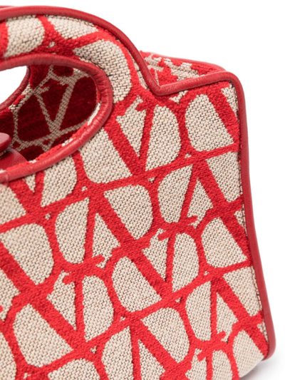 Shop Valentino Mini Le Troisième Jacquard Tote Bag In Red