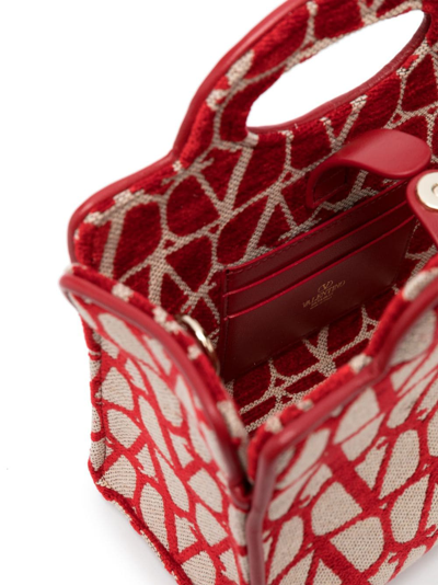 Shop Valentino Mini Le Troisième Jacquard Tote Bag In Red