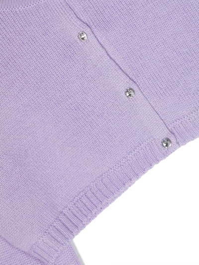 Shop Colorichiari Fine-knit Cropped Cardigan In Purple