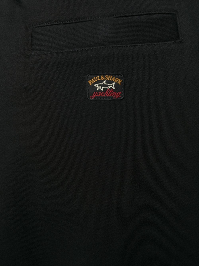 Shop Paul & Shark Logo-patch Organic Cotton Track Pants In Black